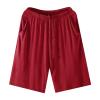 JEsilunmaMY Men's Loose Casual Summer Shorts Elastic Waist Stretch Comfy Sleep Shorts Solid Color Pajama Short with Pocket (Red,3X-Large) view 1