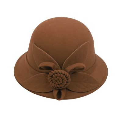 BCDlily Women Derby Elegant Wool Flower Bucket Hat Lady Vintage Cloche Tea Party Bowler Hats