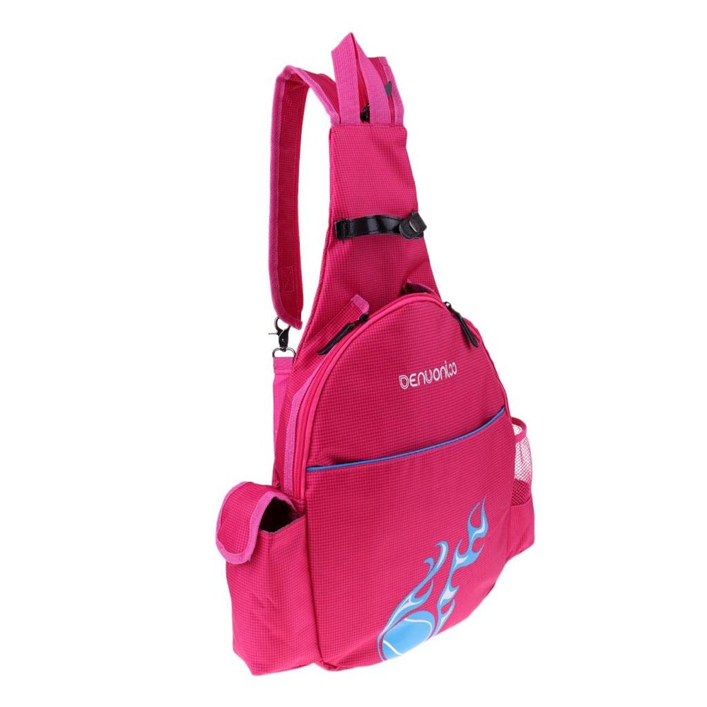 pistro Premium Tennis Racket Backpack - Wear Resistant & Durable - Single Or Double Shoulder Bag for Sports Or Daily Use - Rose Red, as described