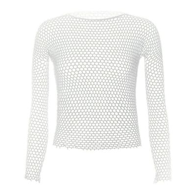 ACSUSS Men's Fishnet T-Shirt Mesh See Through Round Neck Muscle Undershirt Sexy Tops White One Size
