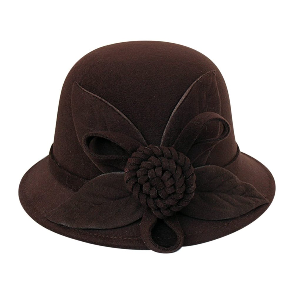 BCDlily Women Derby Elegant Wool Flower Bucket Hat Lady Vintage Cloche Tea Party Bowler Hats