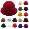 BCDlily Women Derby Elegant Wool Flower Bucket Hat Lady Vintage Cloche Tea Party Bowler Hats view 2