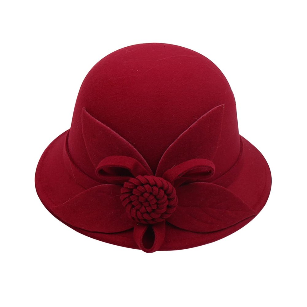 BCDlily Women Derby Elegant Wool Flower Bucket Hat Lady Vintage Cloche Tea Party Bowler Hats