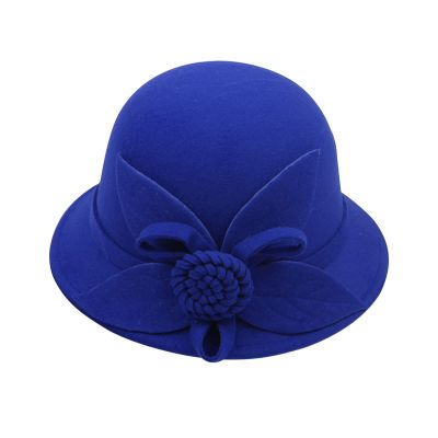 BCDlily Women Derby Elegant Wool Flower Bucket Hat Lady Vintage Cloche Tea Party Bowler Hats