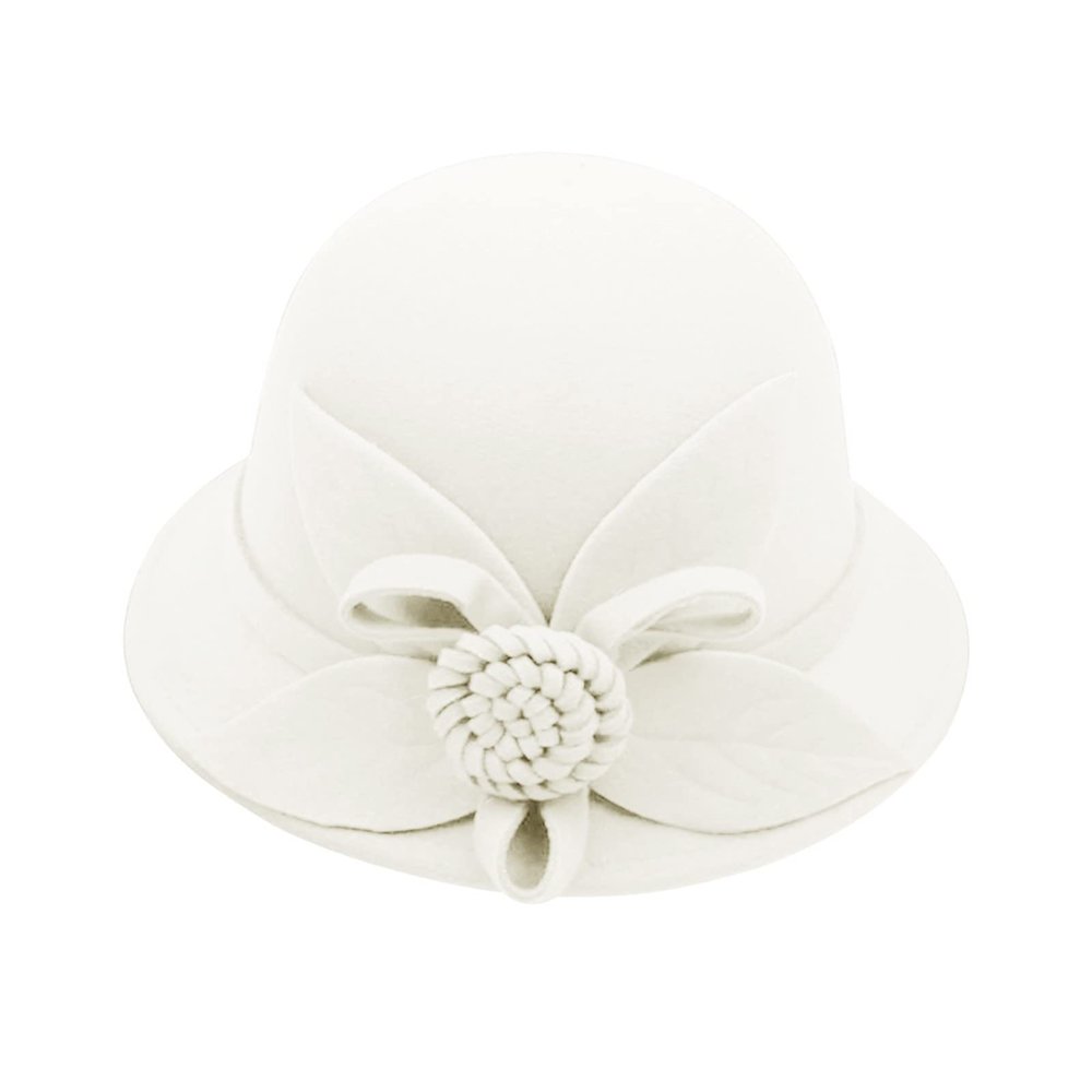 BCDlily Women Derby Elegant Wool Flower Bucket Hat Lady Vintage Cloche Tea Party Bowler Hats