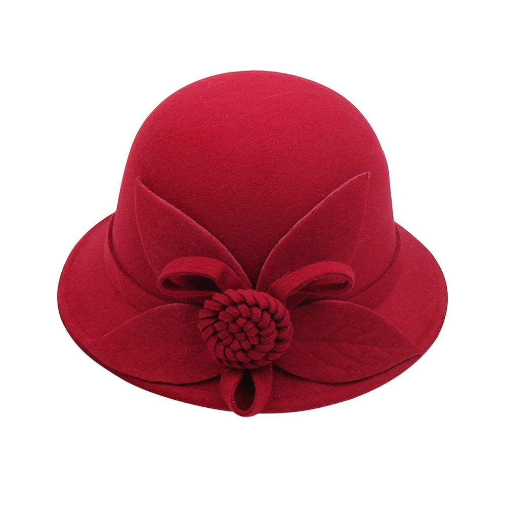 BCDlily Women Derby Elegant Wool Flower Bucket Hat Lady Vintage Cloche Tea Party Bowler Hats