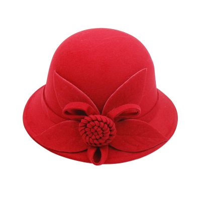 BCDlily Women Derby Elegant Wool Flower Bucket Hat Lady Vintage Cloche Tea Party Bowler Hats