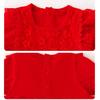 Baby Lace Romper Dress Newborn Short Sleeve Floral Lace Tutu Dress Infant Toddler Girls Boho Flower Lace Wedding Birthday Party Dresses with Bonnet Photography Outfits Red Ruffle-Romper 12-18 Months view 4