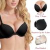 Pushlus Push Up Thick Padded Plunge Underwire T Shirt Bra Lift Support for Women Add One Cup 32D Black view 2