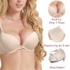 Pushlus Push Up Thick Padded Plunge Underwire T Shirt Bra Lift Support for Women Add One Cup 34D Nude view 2