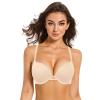 Pushlus Push Up Thick Padded Plunge Underwire T Shirt Bra Lift Support for Women Add One Cup 34D Nude view 3