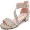 LAURMOSA Little Girls Gold Dress Shoes Teen Heels for Kids Sparkly Sandals Flower Girl Shoes Size 4 High Heels for Kids Wedding Party Tween Fancy Dress Sandals(L1006GlGold 4) view 1