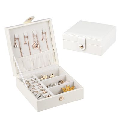 ArtsPavilion Travel jewelry Organizer Travel jewelry case Travel Jewelry box Small Jewelry Organizer Box for Girls Women white