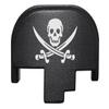 NDZ Performance Rear Slide Cover Plate for Smith & Wesson M&P M2.0 Full Size & Compact 9MM .40 S&W .357 Sig .45 ACP Laser Engraved Aluminum in Black - Skull and Crossbones Jolly Roger view 1