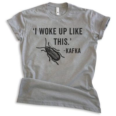 EVERTREE CLOTHING I Woke Up Kafka Shirt, Unisex Women's Men's Shirt, Kafka Shirt, Literature Shirt, Literary English Shirt, Dark Heather Gray, X-Small