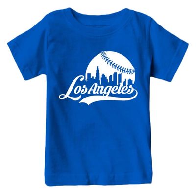 Los Angeles Baseball Skyline Kid's Fan T-Shirt (Royal T-Shirt, YS)