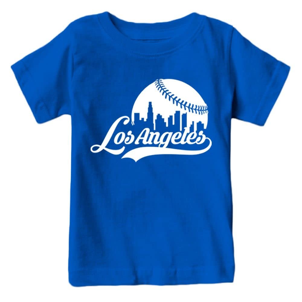 Los Angeles Baseball Skyline Kid's Fan T-Shirt (Royal T-Shirt, YS)