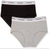 Calvin Klein Kids Girls' Modern Cotton Hipster Underwear 2-Pack, Heather Grey/Black, Large view 1