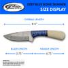 SZCO SANZ Damascus Hunting Knife 8.5 Inch - Sapphire Fixed Blade Camping Knife with Bone & Acrylic Handle, Full Tang Blade & Sheath for Hunting, Camping & Outdoor uses for Men view 3