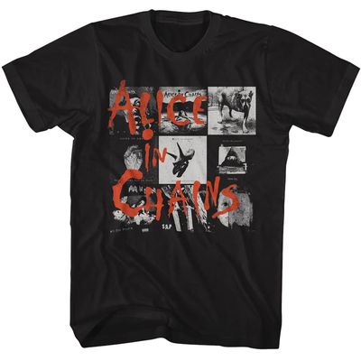 Alice in Chains T-Shirt Album Covers Mens Short Sleeve T Shirts 90s Music Vintage Style Graphic Tees Men Black