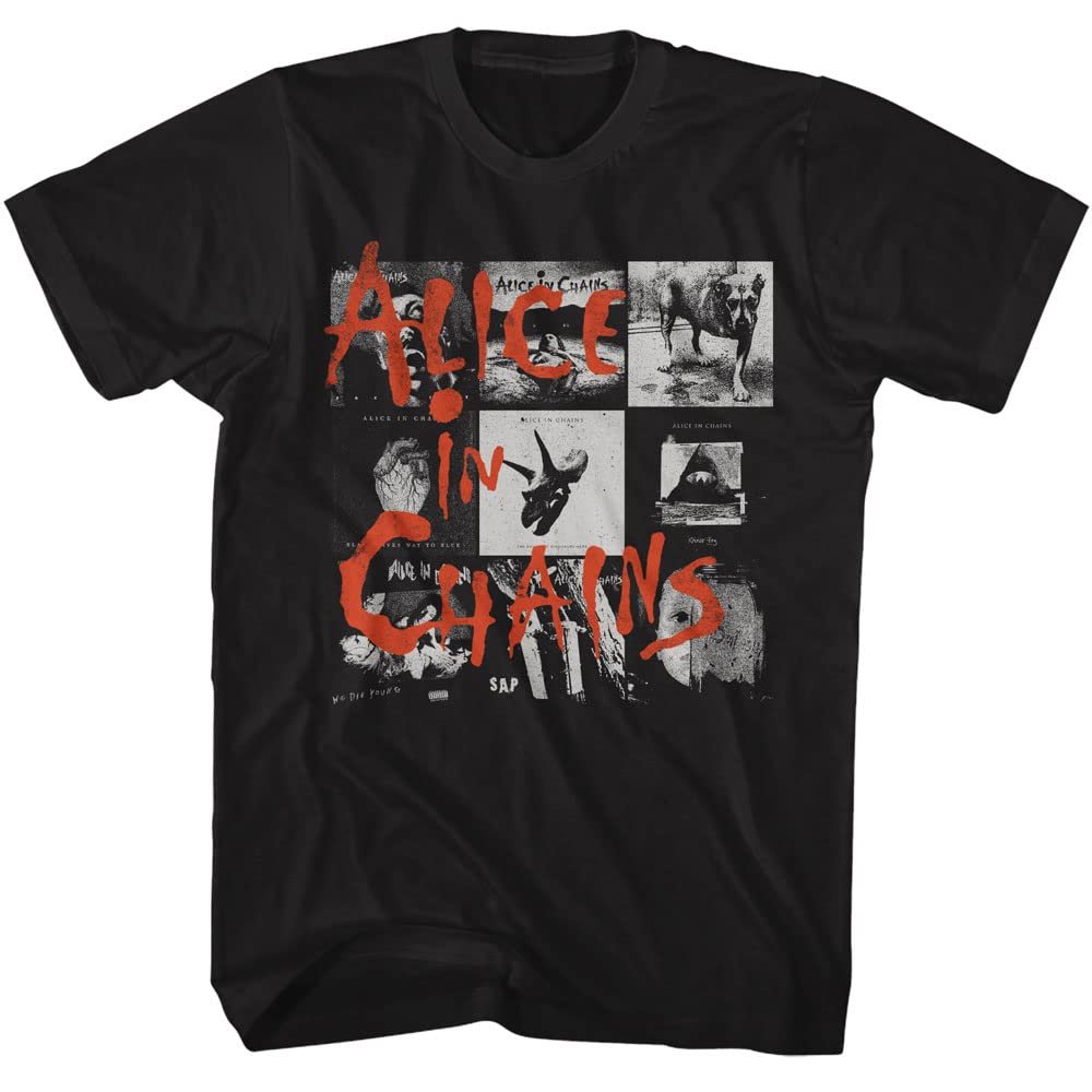 Alice in Chains T-Shirt Album Covers Mens Short Sleeve T Shirts 90s Music Vintage Style Graphic Tees Men Black
