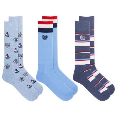 Chaps Mens Casual Sailboat Crew Socks 3 pair pack, Sailboat (Denim), 6-12 US