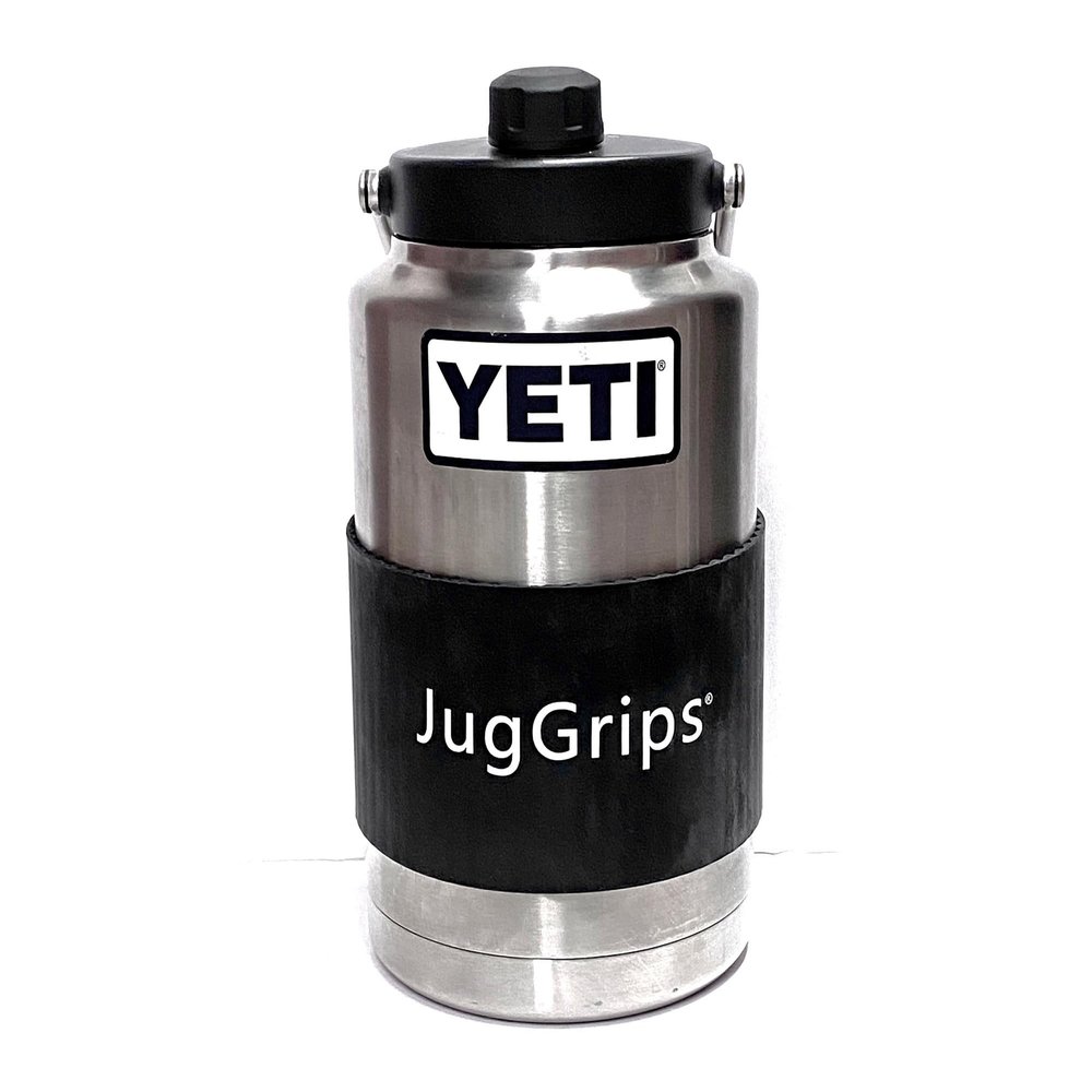JugGrips YETI Grip Sleeve for Hard to Open Lids, Rambler 1 Gallon Jug Lid Opener, YETI Jug Silicone Sleeve, Lid Opener for 128oz, Yeti Rambler Water Jug, Yeti Accessories (Black)