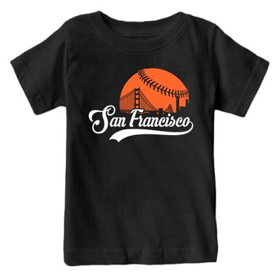 San Francisco Baseball Skyline Kid's Fan T-Shirt (Black T-Shirt, 2T)