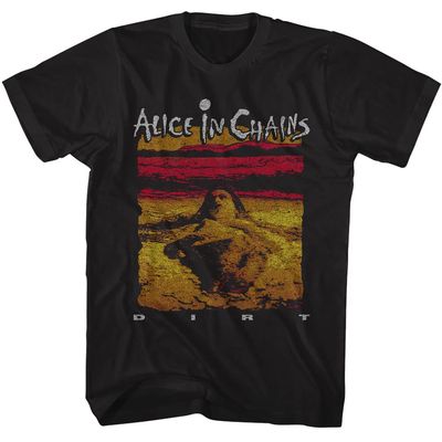 American Classics Alice in Chains T-Shirt Dirt Album Cover Men's Short Sleeve 90s Music Vintage Style Graphic T-Shirt - Black - X-Large