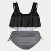 ROSE GAL Womens Plus Size Curve Gothic Skull Print Ruffled Overlay Tankini Swimwear Set(Black_1/1X) view 2