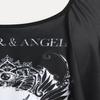 ROSE GAL Womens Plus Size Curve Gothic Skull Print Ruffled Overlay Tankini Swimwear Set(Black_1/1X) view 3