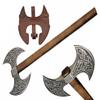 SZCO Supplies 32" Medieval Style Celtic Double Bladed Wood Handle Battle Axe with Sheath, Brown view 1