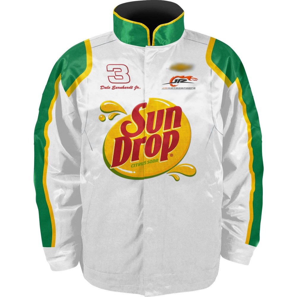 Checkered Flag Sports Dale Earnhardt Jr Sun Drop Uniform Pit Jacket White (as1, alpha, l, regular, regular)