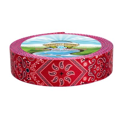 Country Brook Design - Red Bandana Polyester Webbing (1 1/2 Inch, 10 Yards)