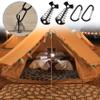 6Pcs Aluminium Alloy Fishbone Deck Anchors with Carabiners, Windproof Deck Anchor Pegs Tie Down Tent Stakes with Spring Buckle, Adjuster Tensioner Set for Furniture Camping Hiking (Black) view 2