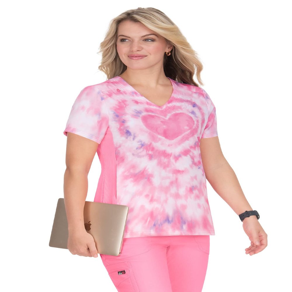 KOI Lite 370PLM Women's Reform Placement Top Tie Dye Hearts 3XL
