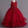 Flower Girl Lace Dress for Kids Wedding Bridesmaid Pageant Party Formal Long Maxi Gown Big Little Princess First Communion Birthday Prom Beaded Ruffle Puffy Tulle Dresses Dark Red - Ruffle 5-6 Years view 2