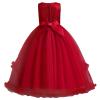 Flower Girl Lace Dress for Kids Wedding Bridesmaid Pageant Party Formal Long Maxi Gown Big Little Princess First Communion Birthday Prom Beaded Ruffle Puffy Tulle Dresses Dark Red - Ruffle 5-6 Years view 3