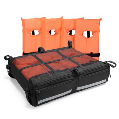Fasrom T-Top Storage Bag for Boats to Hold 4 Type II Life Jackets, Fits for Most T-Tops, Bimini Tops and Pontoon Tops, Black (NOT Includes Life Jackets)