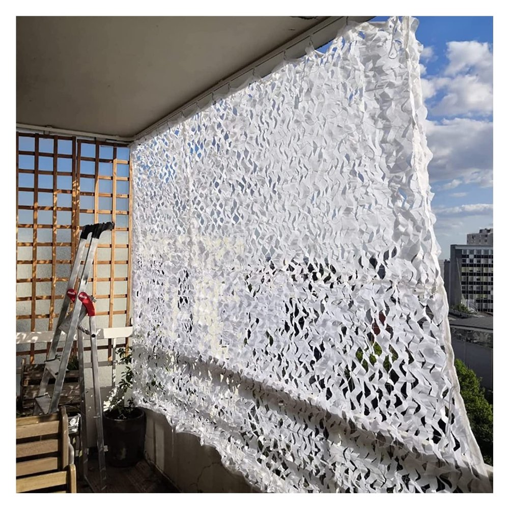 White Camouflage Net, Snow Camo Netting 2x3m, 5x6m, 6x8m, 8x8m Hunting Military Net Indoor Outdoor Decoration Garden Pergola Camping Gazebo, Shade Net, Car Cover, Reinforced Camouflage Netting ( Size
