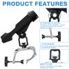 4 Pcs Fishing Boat Rods Holder 360 Degree Adjustable Folding Fishing Pole Holders with Large Clamp Opening for Boat Trolling Holder Pole Stand Rack Rod Bracket for Kayak Canoe Dock view 2
