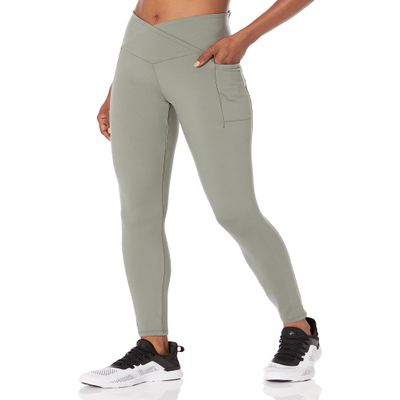 Danskin Women's Studio Cross Waist Full Length Leggings, Agave Green, Large