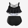 ROSE GAL Womens Plus Size Skeleton Print Flounce Crisscross Strappy Tankini Swimwear Set(Black_2/4X) view 2