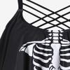 ROSE GAL Womens Plus Size Skeleton Print Flounce Crisscross Strappy Tankini Swimwear Set(Black_2/4X) view 3