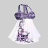 ROSE GAL Womens Plus Size Curve Halter Plaid Skull Print Backless Gothic Modest Tankini Swimsuit Set(White_2/3X) view 2