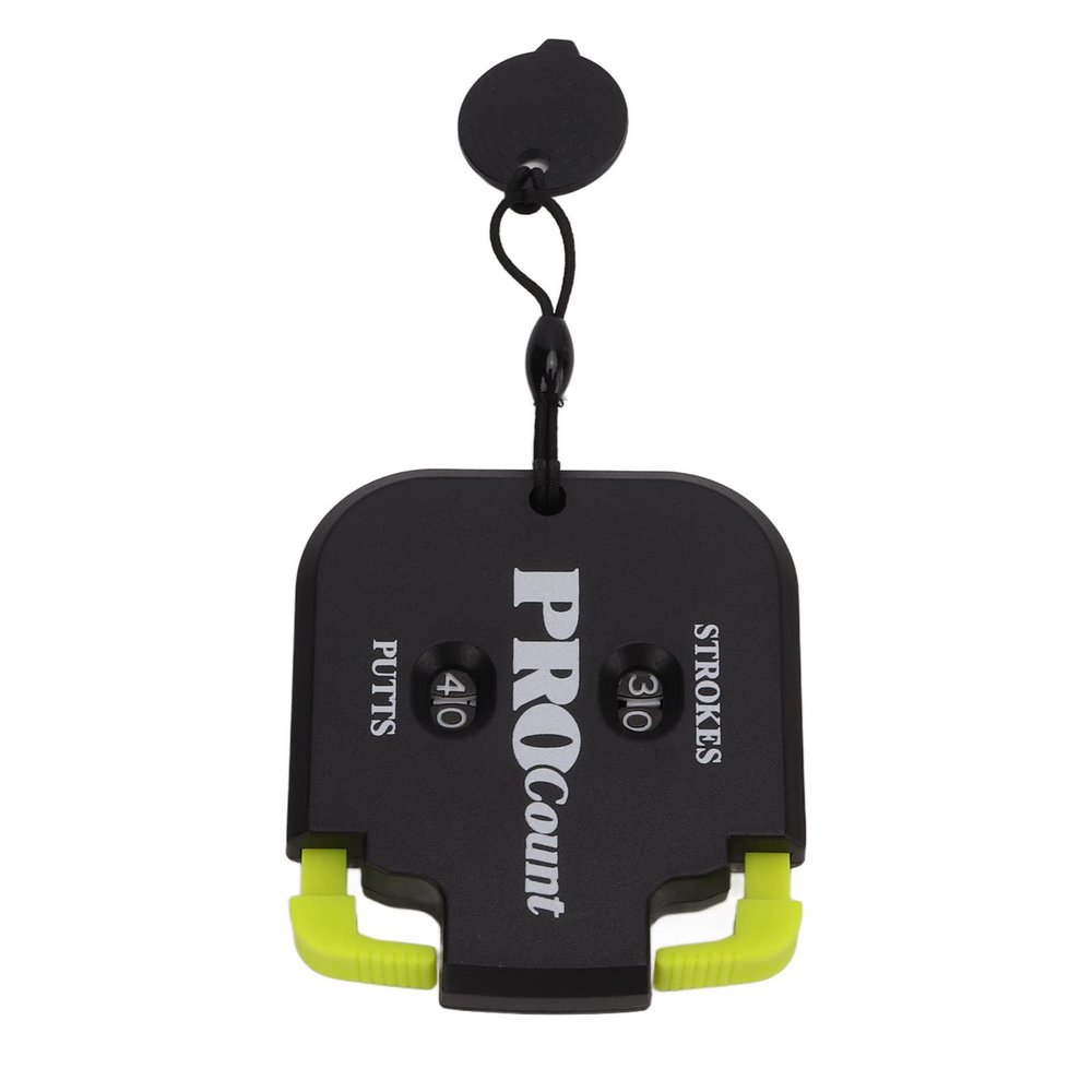 TEUOPIOE Mini Golf Stroke Counter Clicker with Dial Reset and Keychain, 2 Digit Golf Scorekeeper for Putts and Shots, Portable Outdoor Golf Game Scoring Tool (Black and Yellow)