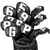 Craftsman Golf Black Magnetic Closure Iron Headcovers White Large No. 5 6 7 8 9 P G S + Thick Hybrid Rescue Head Covers 3pcs Total 11pcs Golf Club Complete Set view 1