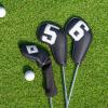 Craftsman Golf Black Magnetic Closure Iron Headcovers White Large No. 5 6 7 8 9 P G S + Thick Hybrid Rescue Head Covers 3pcs Total 11pcs Golf Club Complete Set view 4