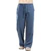 JEsilunmaMY Men's Linen Lounge Pants Elastic Waist Drawstring Pocket Slacks Solid Color Casual Loose Straight Leg Trousers (Blue,Large) view 2