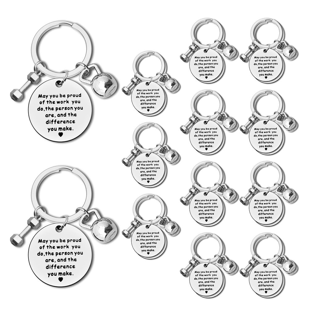 24Pcs Fitness Instructor Appreciation Keychain - Inspirational Gift for Trainer, Bodybuilder, Gym Workout Coworker, Employee Farewell, Thank You for Fitness Coach, Personal Trainer